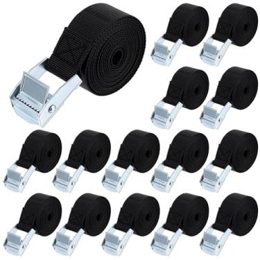 Imagem de Ptwola Pacote com 15 correias de amarração com fivelas ajustáveis Cam alça de amarração Cinch Heavy Duty Kayaks Small Ratchet Pull para bagagem de carga, motocicletas, barco, caminhão, carro, rack de