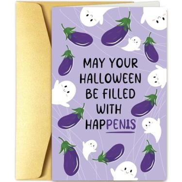 Imagem de Naughty Trocadilho Cartão de Dia das Bruxas, Presente de Halloween Engraçado para Mulheres, Be Filled with Happenis