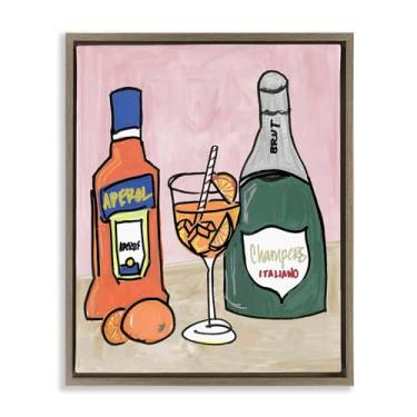 Imagem de Stupell Industries Aperol And Champagne Brown Framed Floater Canvas Wall Art Design por NOLA JAMES, 78 x 64 cm