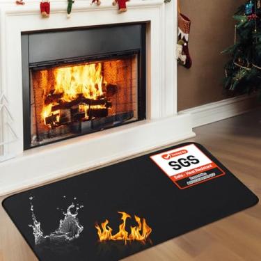 Imagem de Tapete de lareira, tapete de lareira de 5 cm x 90 cm x 0,04 cm, tapete de lareira para fogão a lenha interno e externo, tapetes finos resistentes ao fogo protegem os tapetes de brasas de faíscas