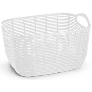 Imagem de Cesto Organizador Vime Plastico 21X29X15 Cm Branco- 138074