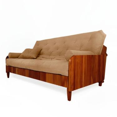 Imagem de Sofá Cama Paris II Ripado Acquablock Madeira Maciça Natural D33