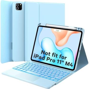 Imagem de GreenLaw Capa com teclado para iPad Air 11 polegadas (M3/M2) 2025/2024 e Air 4ª/5ª geração e iPad Pro de 11 polegadas (1ª/2ª/3ª/4ª geração), touchpad inteligente, retroiluminação de 7 cores, capa