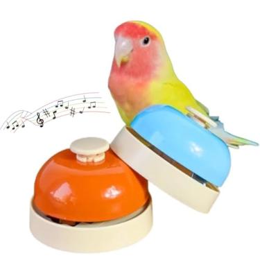 Imagem de CXYYXF Brinquedos de sino de pássaro, brinquedo de sino de treinamento interativo para papagaios, sinos de treinamento de animais de estimação para papagaios, periquitos, conures, calopsitas