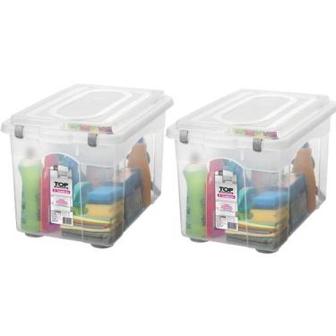 Imagem de Kit 2 Organizador de Escritório 56,1L Transparente C/ Tampa - Sanremo