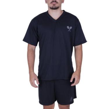 Imagem de Pijama Verão Camisa Manga Curta Gola V Short Adulto Masculino Curto Da