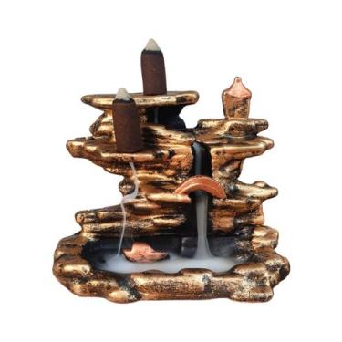 Imagem de Incensario Cascata Oriental de Resina Dourado c Bronze - Decore Casa