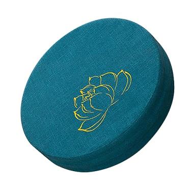 Imagem de Zerodis Almofadas de Almofada de Meditação de Piso e de Espuma Cheia de Linho No Chão de Linho Confortável Sede da Com Tampa Lavável Removível para Yoga Zen Meditation Cushion (Lago Blue)