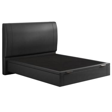 Imagem de Cama Casal Baú Flutuante Com Cabeceira 140cm Spazio S04 Couríssimo Preto - Lyam Decor