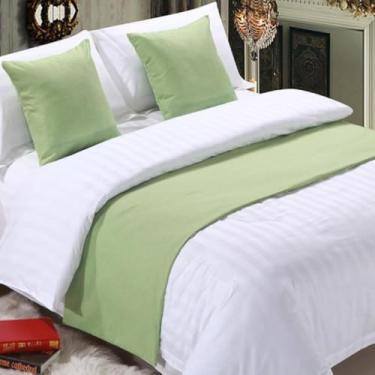 Imagem de Cachecol de corredor de cama de hotel, colchas de cor sólida, cobertas, lenços, protetor de lenços, capa protetora para quarto, hotel, decoração, Queen King, toalha de cama - verde-6||50 x 180 cm para