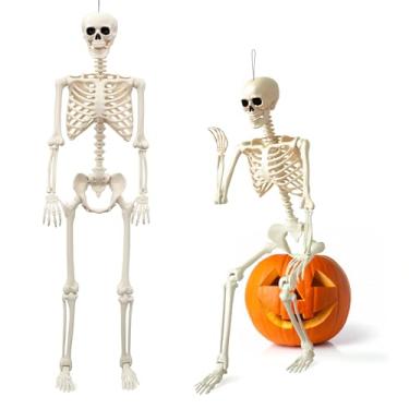 Imagem de oceanite Pacote com 2 unidades de decoração de esqueleto de Halloween de 1,5 m, decoração de esqueleto de Halloween em tamanho real com juntas móveis e estáveis para gramado, casa assombrada