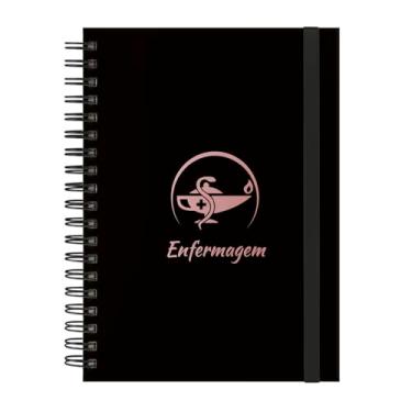 Imagem de Caderno Colegial Plus 12 Matérias Profissões Enfermagem (Preto e Rosê)