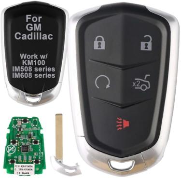 Imagem de Autel Chave Programável Maxim Ikeygm5Tpr Com 5 Botões, Estilo Ikey Gm/Cadillac, Trava, Destrava, Partida Remota, Porta-Malas, Alarme, Entrada Sem Chave, De Carro Flip Para Gm Cadillac.