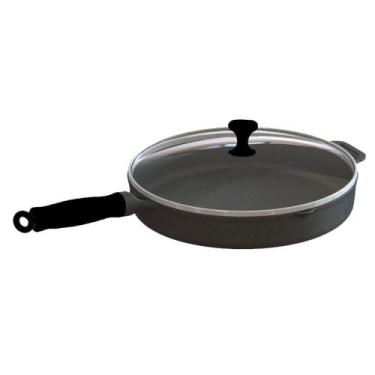 Imagem de Frigideira com Cabo de Silicone Preto e Tampa Vidro 22cm. - LIBANEZA