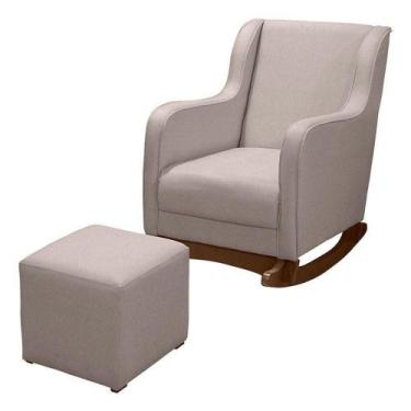 Imagem de Poltrona Amamentação Aquila Plus Com Puff Linho Bege - Fratello - FRAT