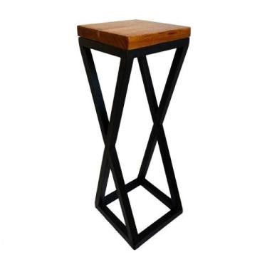 Imagem de Banqueta Mark X De Metalon Com Assento De Madeira Preto - Nossa Kasa