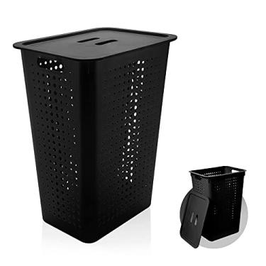 Imagem de Ou Cesto de Roupas com Tampa 47L Preto