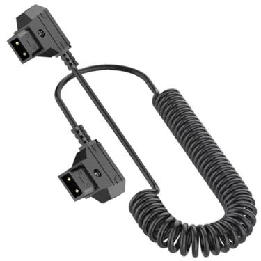Imagem de Cabo de extensão macho para macho em espiral D Tap macho para macho, mola de 2 pinos 12V-24V P macho para macho para cabo adaptador de alimentação para montagem em V, bateria DSLR Rig 1,5 metro