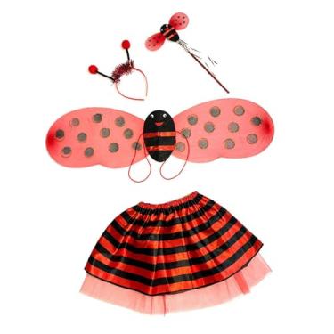 Imagem de APLVFFZH Kit de Fantasia de Abelha Infantil com Asas E Chapéu, Saia para Baile de Máscaras, Carnaval, Crianças, Vermelho