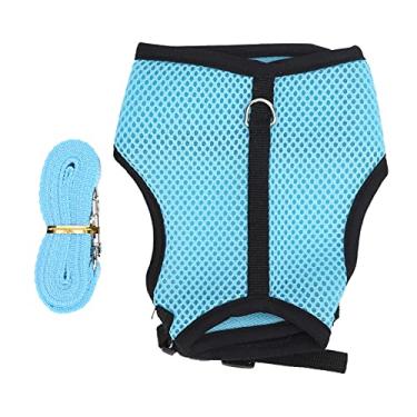 Imagem de Arnês de Colete de Malha Respirável Com Coleira Conjunta para Coelho, Furão, Cobaia Com Pano Algodão, Ideal para Mini Cães e Gatos (Azul claro)