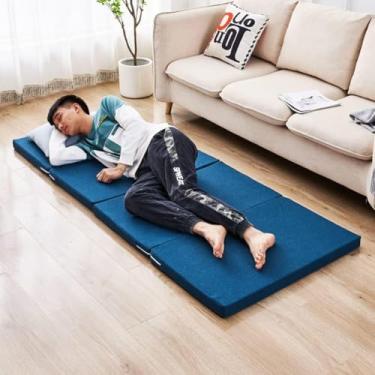 Imagem de Colchão De Quatro Espessuras, Colchão De Hóspedes Com Capa Removível, Almofada De Esponja De Colchão De Solteiro Macio, Colchão De Sofá-cama Break/P, Blue, 200 * 60 * 8cm