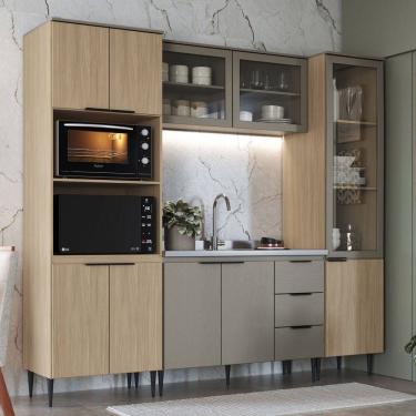 Imagem de Cozinha Completa Lavínia 10 Portas 3 Gavetas com Vidro Imperial/Fume - Jcarvalho