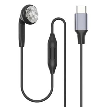 Imagem de YAJOJO Fone de ouvido de lado único, USB tipo C, fone de ouvido com microfone e controle em linha, compatível com iPad, iPods, leitores portáteis, tablets, MP3 Players, rádios, para orelhas esquerda e