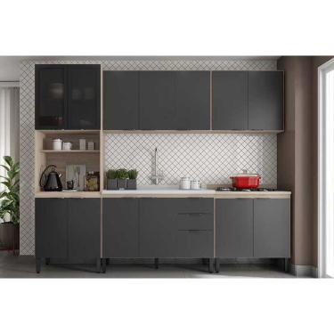 Imagem de Kit Cozinha Modulada 6 Peças Firenze (2Aéreos+2Balcões+1Paneleiro+1Complemento) C6P126 Avena/Grafito - Demóbile