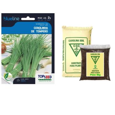 Imagem de Kit 4 De Substrato Caroline soil,1 pacote de Semente de cebolinha tempero