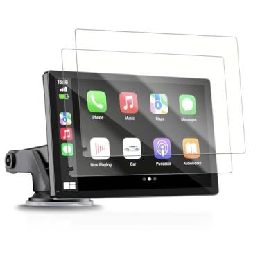 Imagem de YAJOJO Pacote com 2 protetores de tela para tela veicular sem fio HAUXIY Q9S, filme PET macio de 9 polegadas para HAUXIY Portable Apple Carplay e Android Auto Car Stereo, antiarranhões, antiimpressões