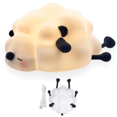 Imagem de Luminaria Abajur Led Ovelha Dorminhoca Fofa Touch Muda De Cor Silicone