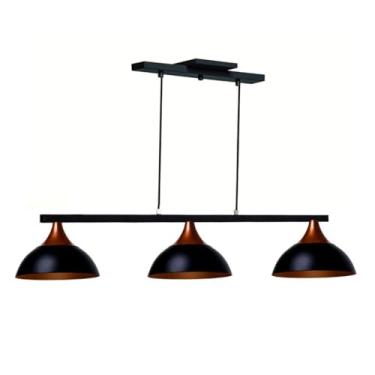 Imagem de Lustre Luminaria Pendente Triplo Panamá Aluminio Decorações (Preto Topo Cobre)