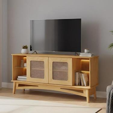 Imagem de Rack de Madeira para TV Até 55 Polegadas com 2 Portas e Pés Retos - Ga