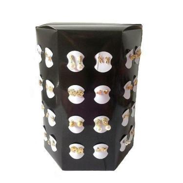 Imagem de 48 Pares De Brincos Atacado Revenda Folheados A Ouro