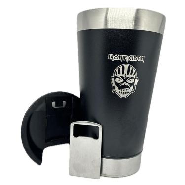 Imagem de Copo Térmico Iron Maiden 500Ml + Tampa + Abridor Garrafas