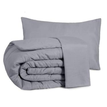 Imagem de Kit Edredom Casal Queen 3 Peças Margarida Cama Box - Mr Dias, Cinza