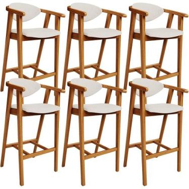 Imagem de Kit 06 Banquetas Alta Para Cozinha Bancada Bar Sala de Jantar Fixa Cec