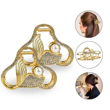 Imagem de Kit 2 Presilha Calda Sereia Pérola Cabelo Penteado Acessório