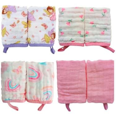 Imagem de Toalhinhas de Boca Soft para Bebê com Prendedor de Chupeta Maternidade Enxoval (Kit 10 Menina Sortido)