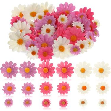 Imagem de Solsew 240 peças de tecido artificial margarida para artesanato, 3 tamanhos de cabeças de flores falsas para outono ao ar livre, decoração de margaridas falsas para guirlanda, vaso de casamento