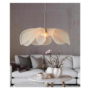 Imagem de Luzes pendentes de tecido japonês lustre de pano francês-simples sala de jantar quarto arte lâmpada em forma de flor, lâmpada pendente de teto led