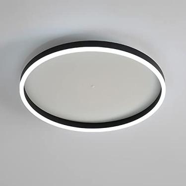 Imagem de lâmpada de acrílico LED Flush Mount Ceiling Light, regulável 3000K/4000K/6000K Round Bedroom Ceiling Lamp, luminária de teto preta, lustre de 26/32/38W (B, 60cm)