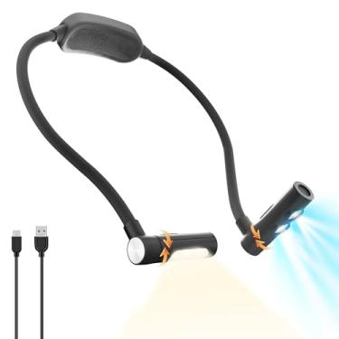 Imagem de Luz de leitura de LED recarregável, luzes de leitura para leitura à noite na cama, 3 cores USB portáteis sem fio, lâmpadas de leitura para livros, artesanato, tricô, crochê, costura, bordado, lanterna