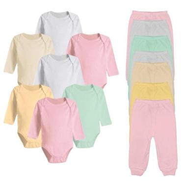 Imagem de Kit Roupa De Bebê 14 Peças Body Manga Longa E Mijão Algodão - Koala Ba