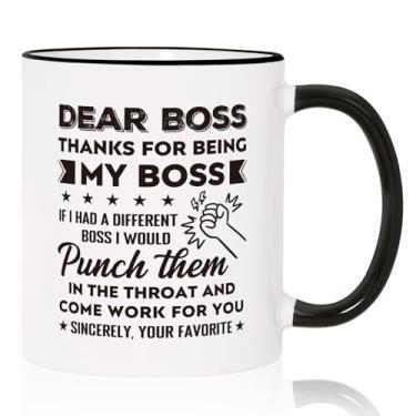 Imagem de Shqiueos Funny Boss Gifts Caneca de café 325 ml, presente de apreciação do dia do chefe de colega de trabalho, presente de promoção de aposentadoria de aniversário, Natal, copo de humor de escritório