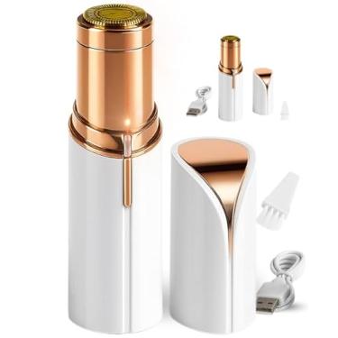 Imagem de Depilador Facial Feminino Recarregável USB em Formato Batom com Luz LED - Removedor de Pelos Portátil para Rosto, Buço e Sobrancelhas