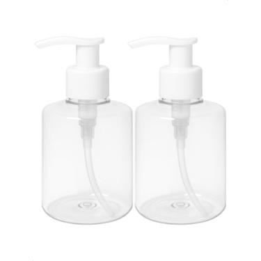 Imagem de Kit 2 Saboneteira Pump Refil Frasco Cilindrico 250ml Creme Shampoo Sabão Liquido Sabonete