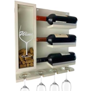 Imagem de Barzinho de Parede Adega Vinhos 100% MDF Decoração Alumínio(Branco)