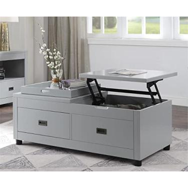 Imagem de Mesa de centro moderna para sofá, mesa de console, estante de livros, móveis para sala de estar e escritório em casa (mesa de console cinza antigo) (mesa de centro cinza)