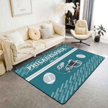 Imagem de Feelyou Tapete de futebol americano, 7,5 x 12,5 cm, para quarto, Filadélfia, sala de estar, macio, antiderrapante, futebol, cidade, presente, decoração para casa, sala de jantar